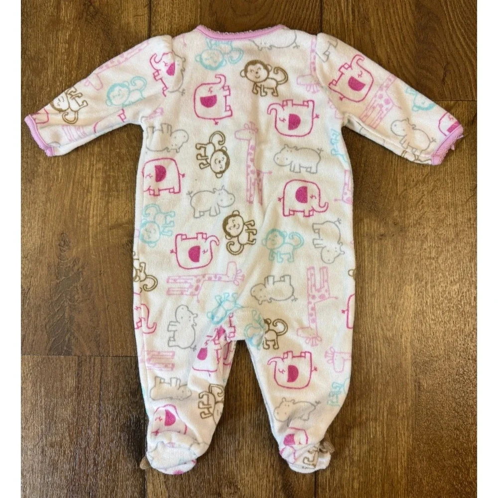 Carters Just One You Baby Girl‎ Sleeper 3 Months Monkey Elephant Terrycloth Y2K